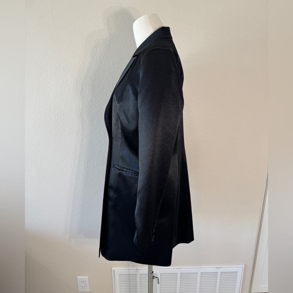 Aidan Mattox Black Satin Long Sleeve Blazer Dress - Picture 14 of 15